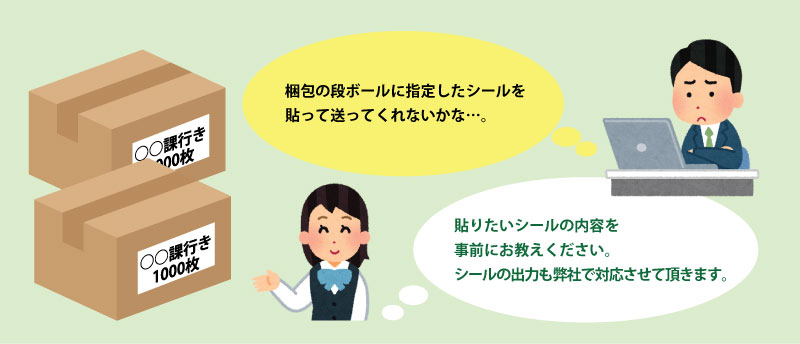 梱包用シール貼り対応サービス